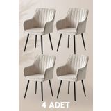 MYMASSA Nova Sandalye - Babyface Krem - Metal Siyah Ayak (4 Adet)