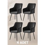MYMASSA Nova Sandalye - Babyface Siyah - Metal Siyah Ayak (4 Adet)