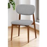 MYMASSA Parma Sandalye - Mense Gri Kumaş - Ahşap Iskelet - Mutfak Sandalyesi - Salon Sandalyesi