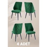 MyMassa Puffy Sandalye - Babyface Yeşil- Metal Siyah Ayak (4 Adet) - Salon Sandalyesi / Mutfak Sandalyesi