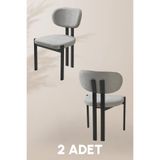 MYMASSA Roma Sandalye - Mense Gri Kumaş - Metal İskelet - Mutfak Sandalyesi - Salon Sandalyesi (2 Adet)