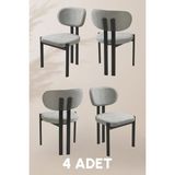 MyMassa Roma Sandalye - Mense Gri Kumaş - Metal Iskelet - Mutfak Sandalyesi - Salon Sandalyesi (4 Adet)