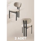 MYMASSA Roma Sandalye - Mense Kapuçino Kumaş - Metal İskelet - Mutfak Sandalyesi - Salon Sandalyesi (2 Adet)