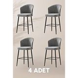 Mymassa Rubi Bar Sandalye - Keten Gri - Siyah Metal Ayak (4 Adet)