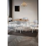 MYMASSA Sakura Masa Takımı - 4 Sandalye Krem - Metal Beyaz Ayak - Masa Takımı - Yemek Odası Takımı