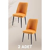 Mymassa Vento Sandalye - Jerika Sarı - Metal Siyah Ayak (2 Adet) - Salon Sandalyesi / Mutfak Sandalyesi