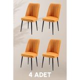 MyMassa Vento Sandalye - Jerika Sarı - Metal Siyah Ayak (4 Adet) - Salon Sandalyesi / Mutfak Sandalyesi