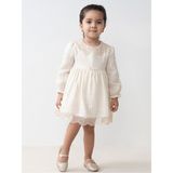 Mymio 3-24 Ay Bebe Yaka Uzun Kollu Dantel Detaylı Kız Bebek Elbise My 4353 - Bej - 9 - 12 Ay