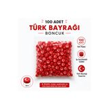 mymomsstitch (100 Adet) 8mm Türk Bayrağı Figür Fimo Boncuk Takı Yapımı Bead