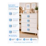 Mynivora Blok Desenli Dolap Kulpu 4 Adet mavi Çekmece Kulpu Çocuk Odası Mobilya Kulpu 2,5 cm Vida Hediyeli