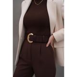Mynoa SÜET/Gold Takalı Kadın Kemeri Ceket Kemeri