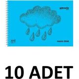 Mynote 10 Adet Büyük Boy 35X50 cm Resim Defteri 30 Yaprak Plastik Kapak Spiralli Karışık Renk - Renkli