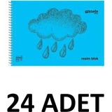 Mynote 24 Adet Büyük Boy 35X50 cm Resim Defteri 30 Yaprak Plastik Kapak Spiralli Karışık Renk - Renkli