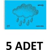 Mynote 5 Adet Büyük Boy 35X50 cm Resim Defteri 30 Yaprak Plastik Kapak Spiralli Karışık Renk - Renkli