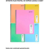 Mynote Flex Pastel Defter A4 40 Yaprak Çizgili 5 Adet - 5'li - 001-Renkli