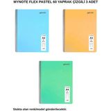 Mynote Flex Pastel Defter A4 60 Yaprak Çizgili 3 Adet - 3'lü - 001-Renkli