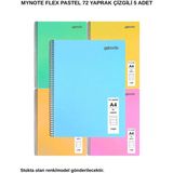 Mynote Flex Pastel Defter A4 72 Yaprak Çizgili 5 Adet - 5'li - 001-Renkli