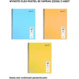Mynote Flex Pastel Defter A4 80 Yaprak Çizgili 3 Adet - 3'lü - 001-Renkli