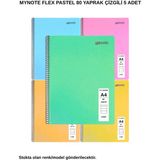Mynote Flex Pastel Defter A4 80 Yaprak Çizgili 5 Adet - 5'li - 001-Renkli