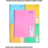 Mynote Flex Pastel Defter A4 80 Yaprak Kareli 5 Adet - 5'li - 001-Renkli