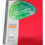Mynote Neon Project A4 96 Yaprak Kareli Defter - Tüm Renkler Mevcuttur. - kırmızı