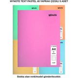Mynote Text Pastel Defter A4 40 Yaprak Çizgili 5 Adet - 5'li - 001-Renkli