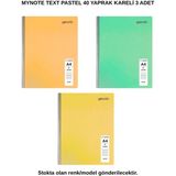 Mynote Text Pastel Defter A4 40 Yaprak Kareli 3 Adet - 3'lü - 001-Renkli
