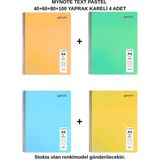 Mynote Text Pastel Defter A4 40+60+80+100 Yaprak Kareli 4 Adet - 4'lü Paket - 001-Renkli