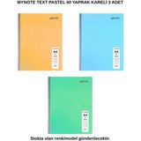 Mynote Text Pastel Defter A4 60 Yaprak Kareli 3 Adet - 3'lü - 001-Renkli