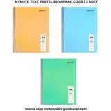 Mynote Text Pastel Defter A4 80 Yaprak Çizgili 3 Adet - 3'lü - 001-Renkli