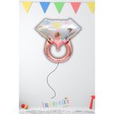 mypartyready Bride To Be Tek Taş Yüzük Şekilli Rose Gold Renk Folyo Helyum Balon 54*84 Bekarlığa Veda Süslemesi