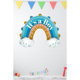mypartyready İts a Boy Yazılı Mavi Renk Gökkuşağı Folyo Helyum Balon 70 Cm Yeni Doğum Süsleme Balonu