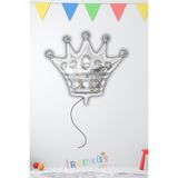mypartyready Kral Tacı Şekilli Folyo Helyum Balon Gümüş Renk 30'' Yetişkin Doğum Günü Parti Balonu