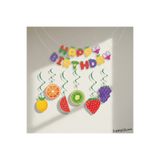 mypartyready Meyve Konsept Doğum Günü Patisi Happy Birthday Banner 6lı Tavan Süs Paketi Ekonomik Paket Süsleme