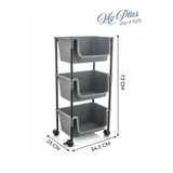 Myplas 3 Katlı Tekerlekli Organizer Raf Modern Portratif Kiler Düzenleyici Sepet,Mutfak Rafı,Oyuncak Dolabı