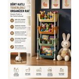 Myplas 4 Katlı Tekerlekli Organizer Raf Modern Portratif Kiler Düzenleyici Sepet,mutfak Rafı,oyuncak Dolabı - Çok Renkli