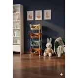 Myplas 4 Katlı Tekerlekli Organizer Raf Modern Renkli Portratif Kiler Düzenleyici Sepet,Oyuncak Dolabı