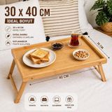 Myplas Bambu Katlanır Yatak Tepsisi – Ayaklı Kahvaltı & Laptop Servis Sehpası 30X40 cm - 30 x 40 cm - Bej