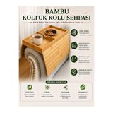 Myplas Bambu Koltuk Kolu Sehpası Katlanabilir Koltuk Yanı Tepsi Sehpa Bardak Kumanda Telefon Tutucu Doğal Bambu
