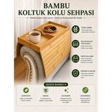 Myplas Bambu Koltuk Kolu Sehpası Katlanabilir Koltuk Yanı Tepsi Sehpa Bardak Kumanda Telefon Tutucu Doğal Bambu