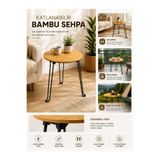 Myplas Doğal Bambu Katlanır Sehpa 44 cm - Yuvarlak Katlanabilir Metal Ayaklı Kamp Piknik Balkon Masası