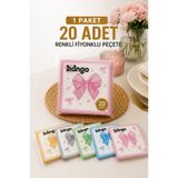 Myplas Fiyonklu Desenli Kağıt Peçete 20'li Paket Sunum ve Doğum Günü Masa Peçetesi