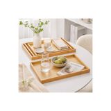 Myplas Modern Bambu 3 lü Dekoratif Çok Amaçlı Sunum Tepsisi