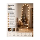 Myplas Modern Sinematik Işıklı Ayaklı Boy Aynası Metal Çerçeveli Oval Tasarım
