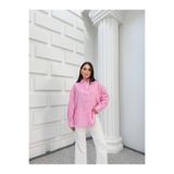 Myra Fashion Çizgili Dantel Detaylı Oversize Gömlek Fisto İşlemeli Geniş Kesim Uzun Kol Bluz Kadın Modern Gömlek