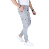 MYRAB DENİM erkek kargo cepli paça bel lastikli likralı kargo cep pantolon gümüş 34