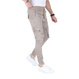MYRAB DENİM Erkek Krem Kargo Cepli Paça Bel Lastikli Likralı Kargo Cep Pantolon Krem 40