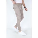 MYRAB DENİM Erkek Krem Kargo Cepli Paça Bel Lastikli Likralı Kargo Cep Pantolon