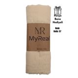 MyReal Bambu Kraş Şal Açık Bej - Ütü Gerektirmeyen Doğal Doku (90x200 cm)