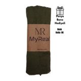 MyReal Bambu Kraş Şal Koyu Haki - Ütü Gerektirmeyen Doğal Doku (90x200 cm)
